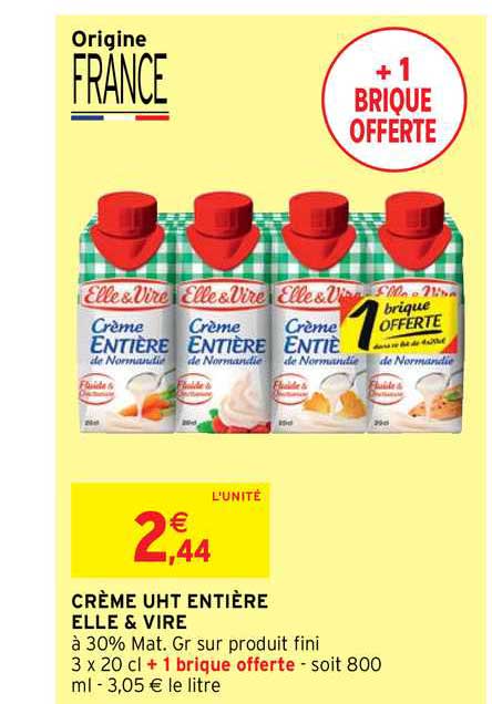 crème uht entière elle&vire