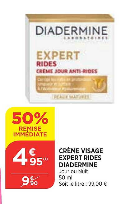 crème visage expert rides diaderme 50% de remise immédiate