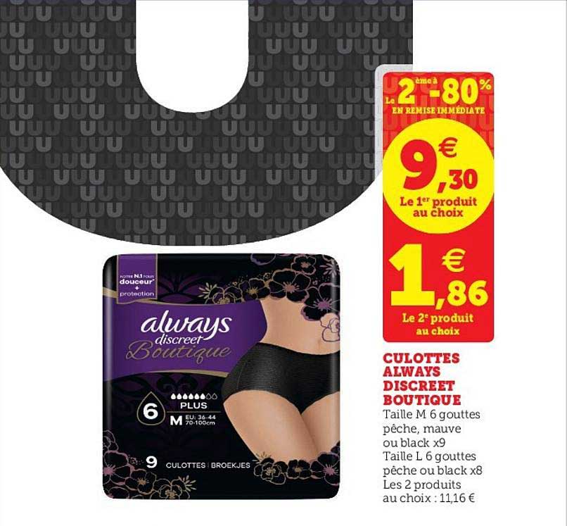 culottes always descreet boutique le 2ème à -80% en remise immédiate