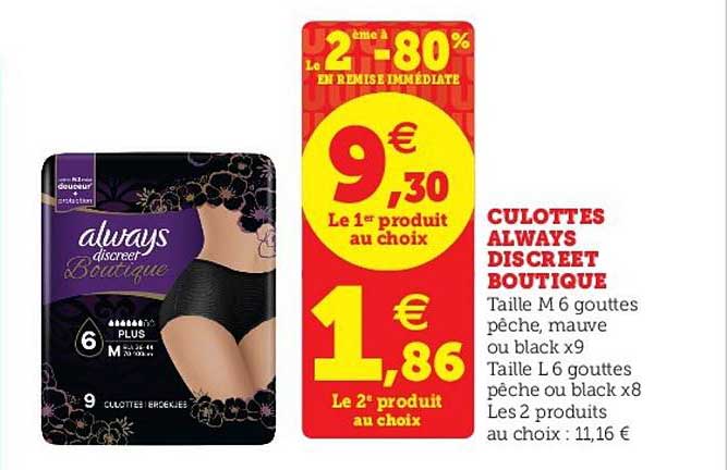 culottes always discreet boutique le 2ème à -80% en remise immédiate