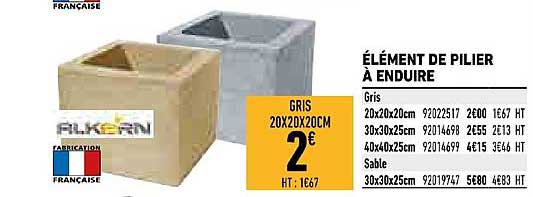 élément de pilier à enduire alkern