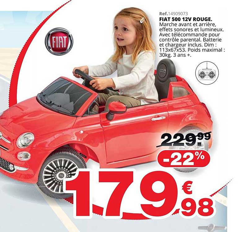 fiat 500 12v rouge