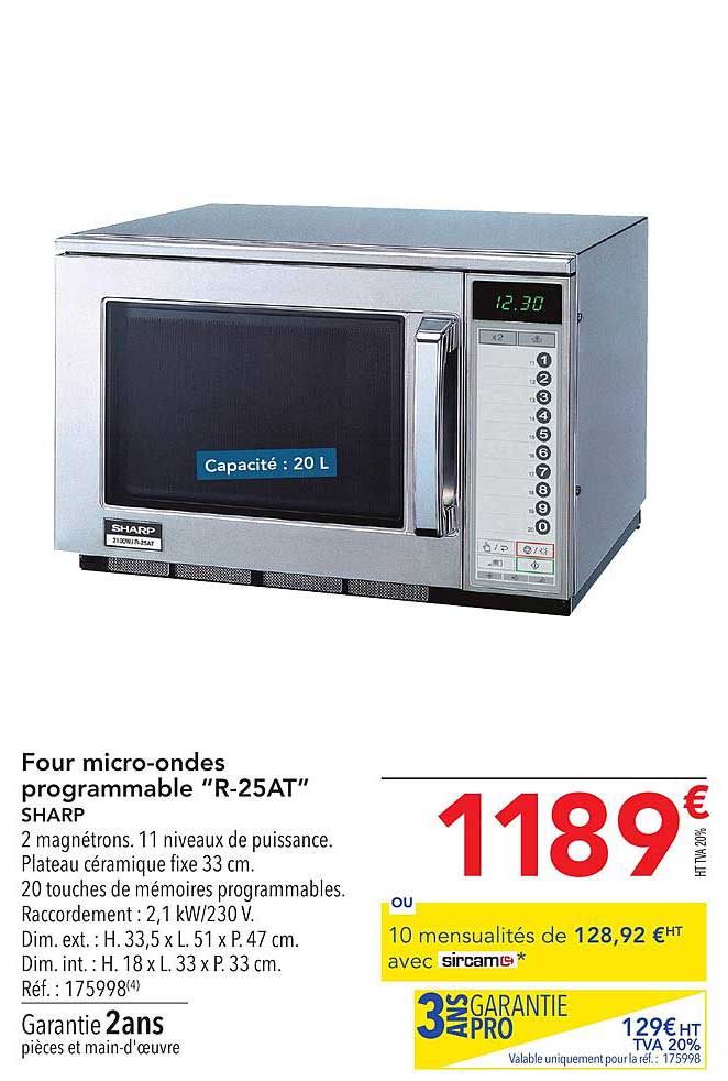 four micro ondes programmable r 25at sharp