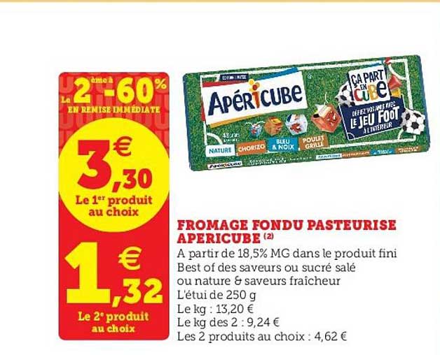 Fromage Fondu Pasteurisé Apéricube -60% Sur Le 2ème Acheté Produit