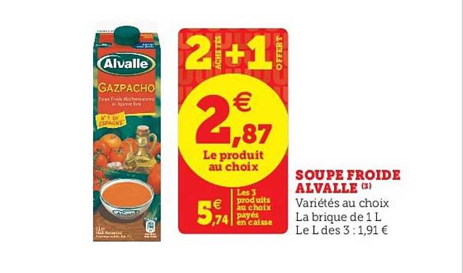 Gazpacho Soupe Froide Alavalle 2 Achetés + 1 Offert