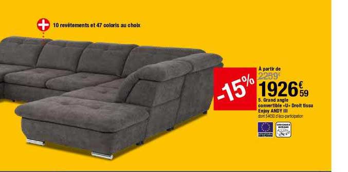 grand angle convertible u droit tissu enjoy andy iii