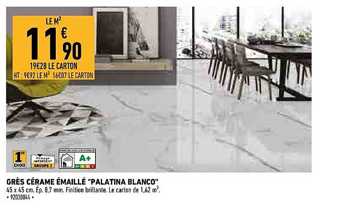 grès cérame émaillé palatina blanco