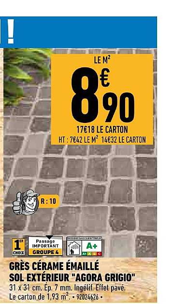 grès cérame émaillé sol extérieur agora grigio