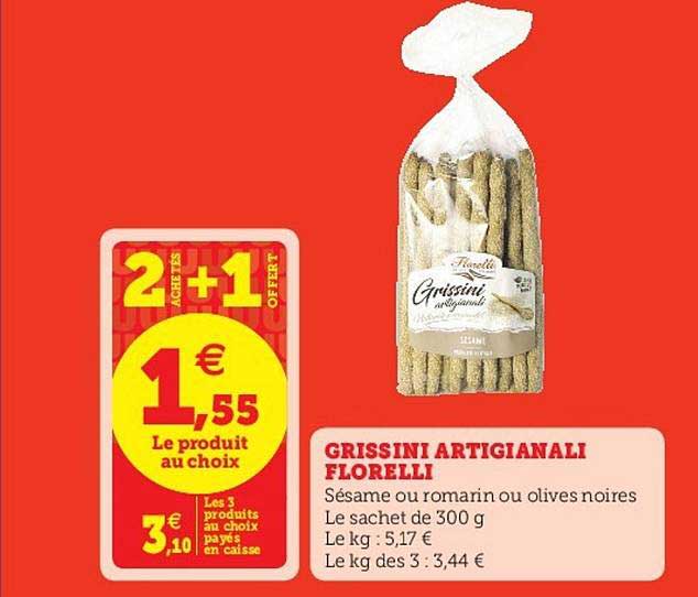 grissini artigianali florelli 2 acheté + 1 offert