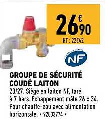 groupe de sécurité coudé laiton nf