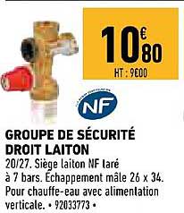 groupe de sécurité droit laiton nf