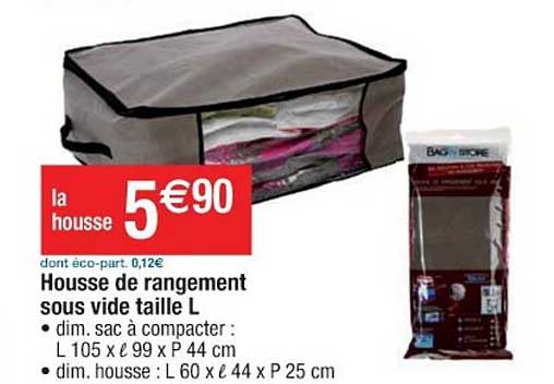 housse de rangement sous vide taille l
