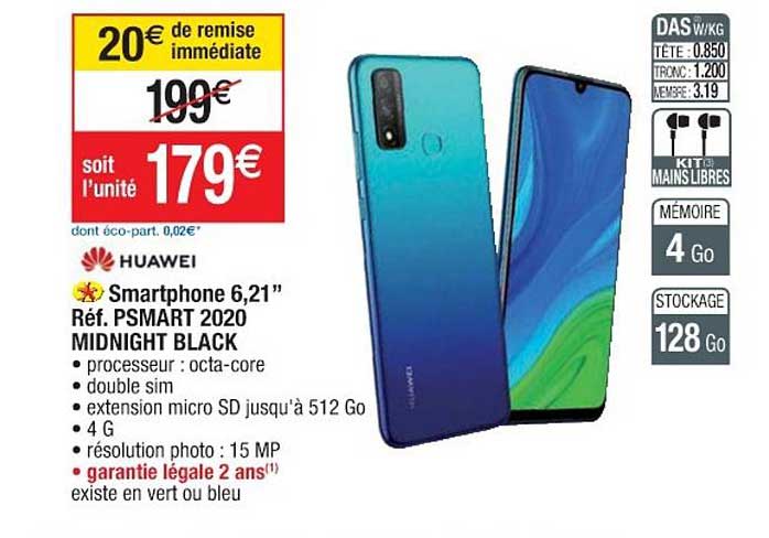 huawei smartphone 3.21'' réf. psmart 2020 midnight black