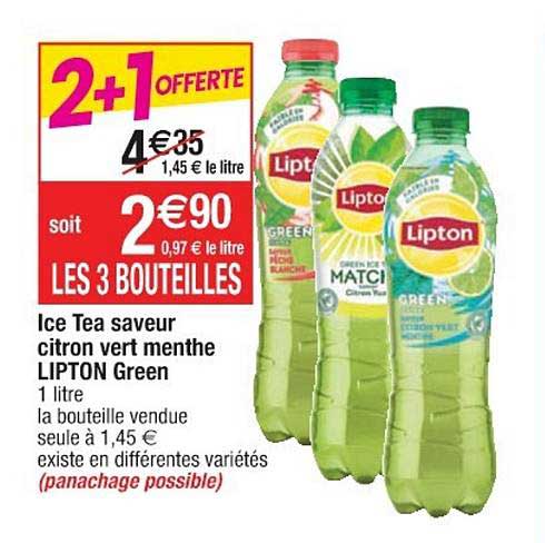 Ice Tea Saveur Citron Vert Menthe Lipton Green 2+1 Offerte