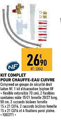 kit complet pour chauffe eau cuivre nf