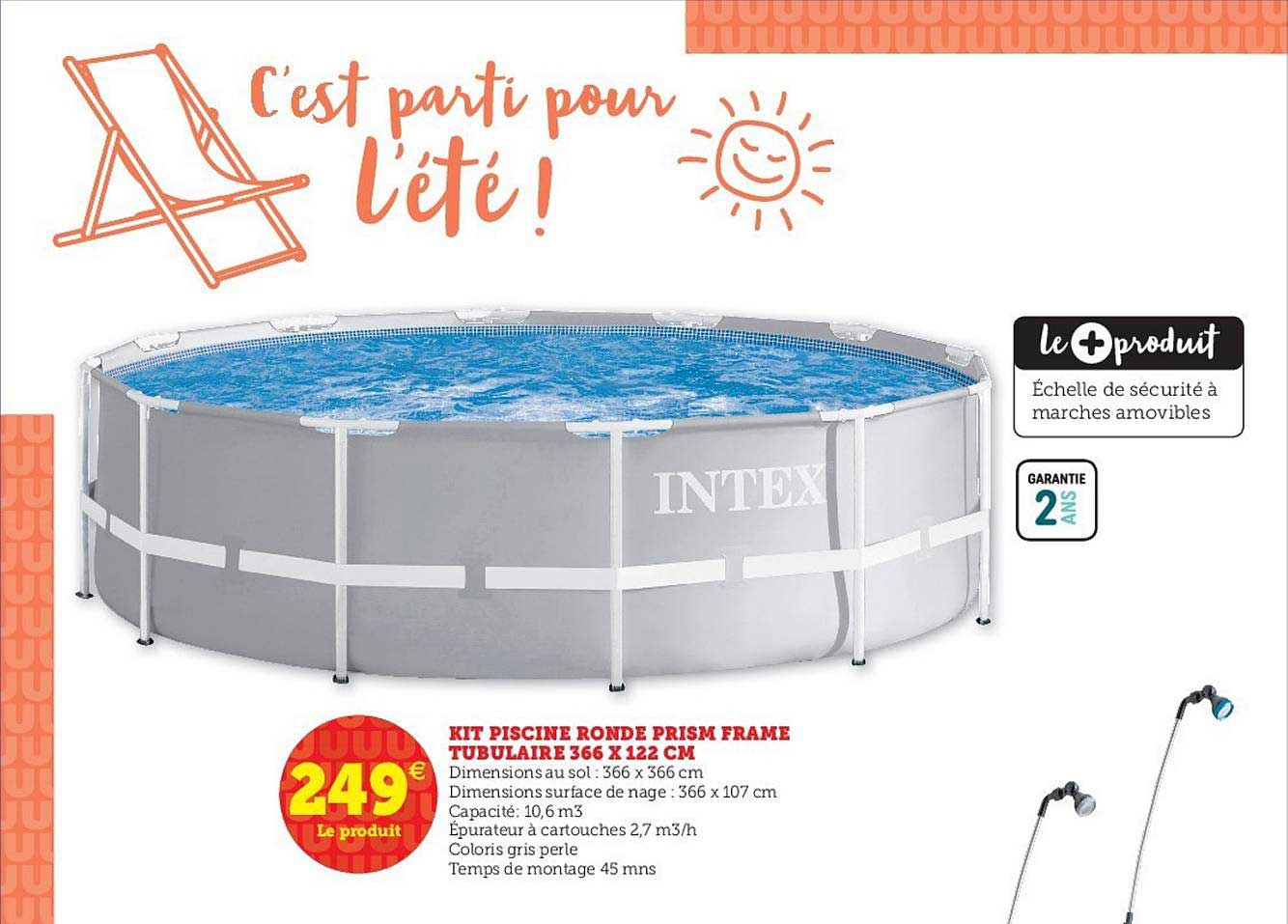 kit piscine ronde prism frame tubutlaire 366x122 cm intex