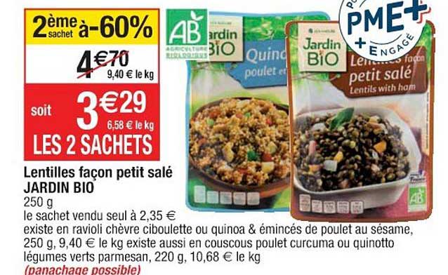lentilles façon petit salé jardin bio 2ème sachet à -60%
