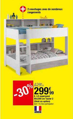 lit superposé 90x200 cm taylor 2