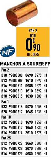manchon à souder ff nf