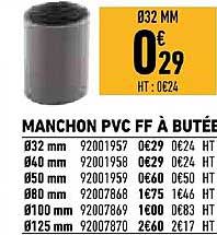 manchon pvc ff à butée