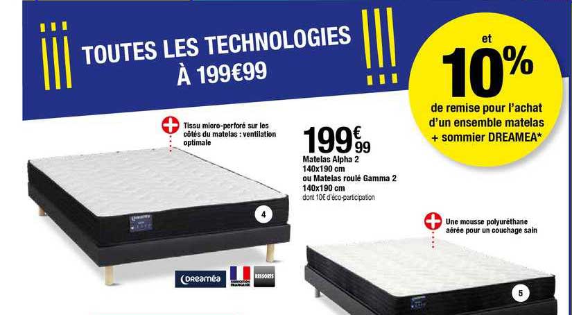 Matelas Alpha 2 140x190 Cm Ou Matelas Roulé Gamma 2 140x190 Cm