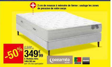 matelas arès 140x190 cm dreaméa