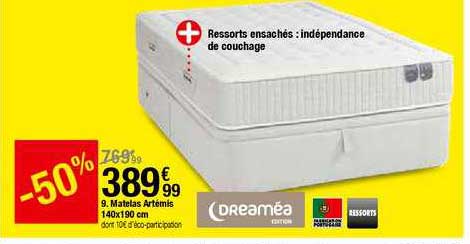matelas artémis 140x190cm dreaméa