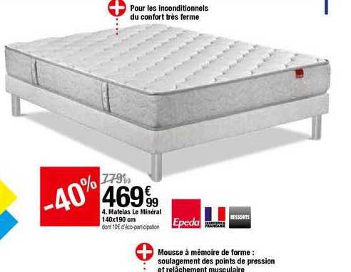 matelas le minéral 140x190 cm epeda