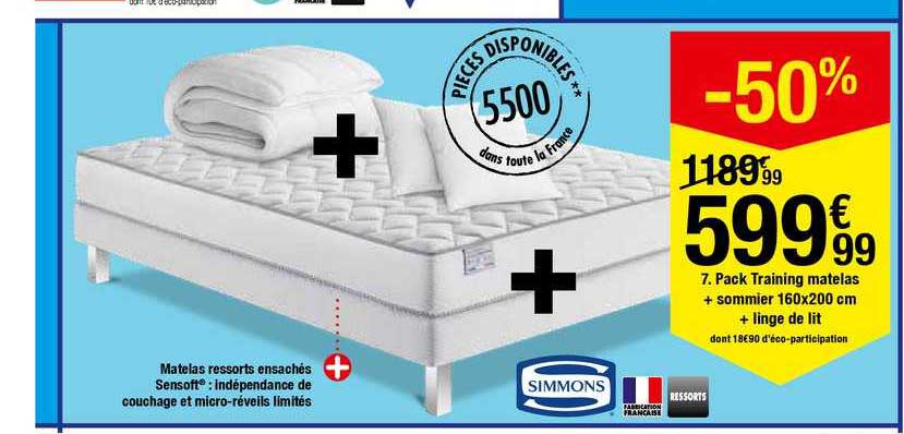 matelas ressorts ensachés simmons