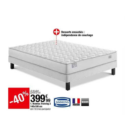 matelas training 2 140x190cm simmons
