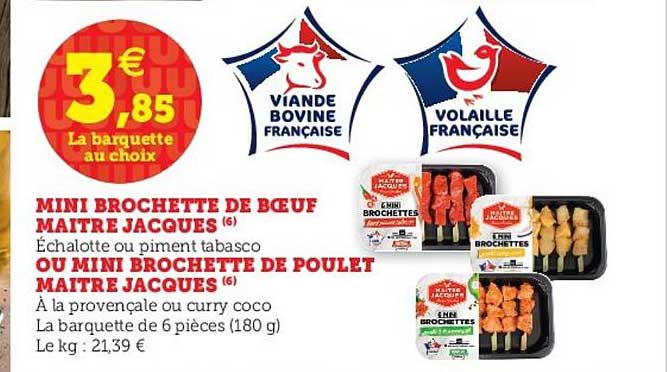 mini brochette de bœuf maître jacques ou mini brochette de poulet maître jacques