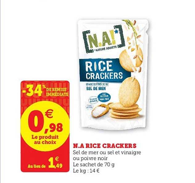 n.a rice crackers -34% de remise immédiate