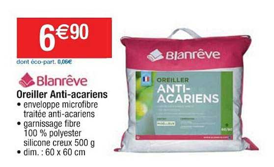 oreiller anti acariens blanrêve