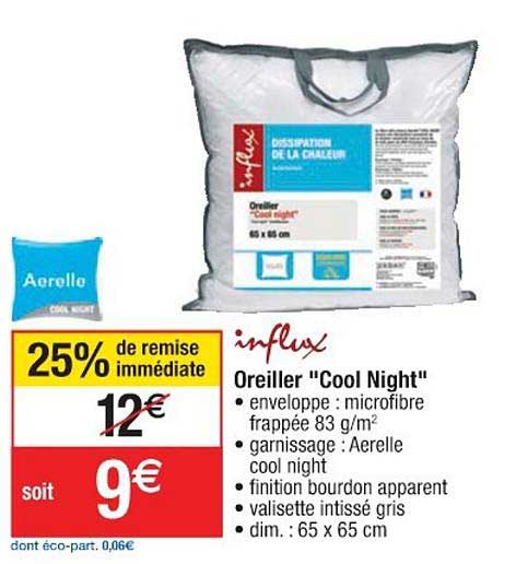 Oreiller Cool Night Influx 25% De Remise Immédiate