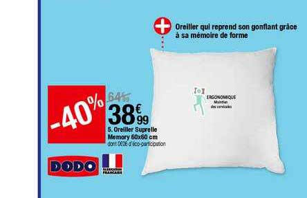 oreiller suprelle memory 60x60 cm dodo