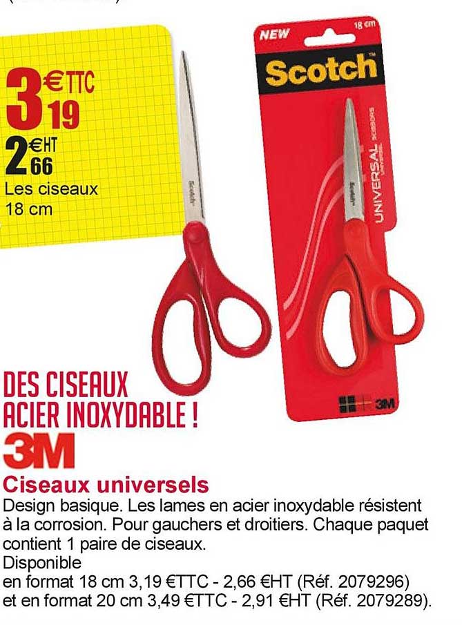 paire ciseaux universels acier inoxydable 18 cm 3m