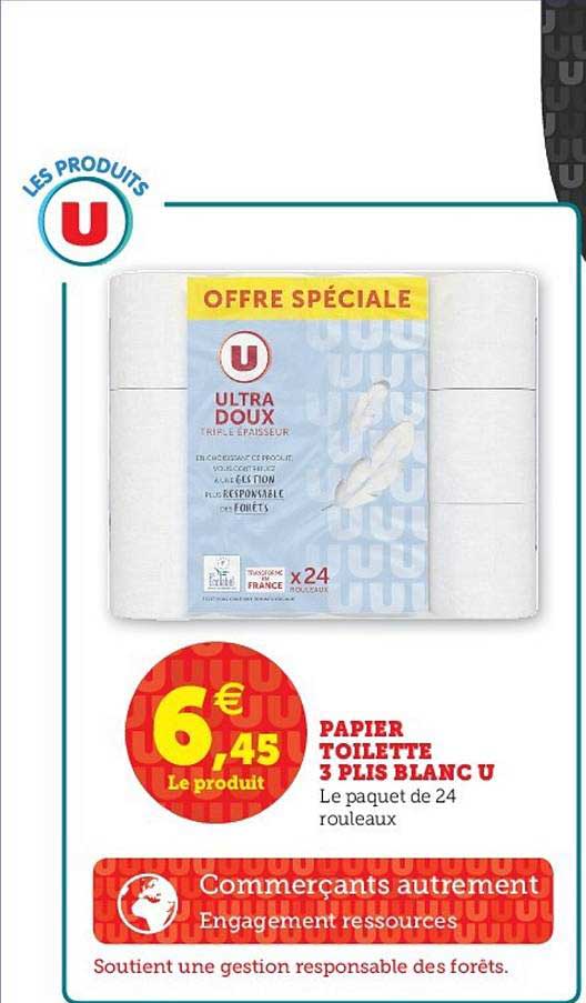 papier toilette 3 plis blanc u