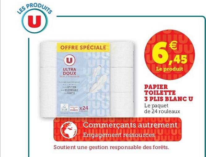 papier toilette 3 plis blanc u