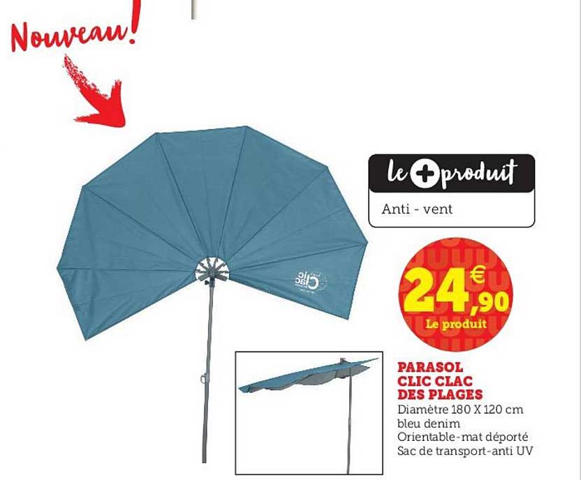 parasol clic clac des plages