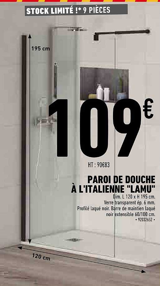 paroi de douche à l'italienne lamu