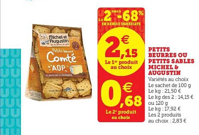 Petits Beurres Ou Petits Sablés Michel&augustin Le 2ème à -68% En Remise Immédiate