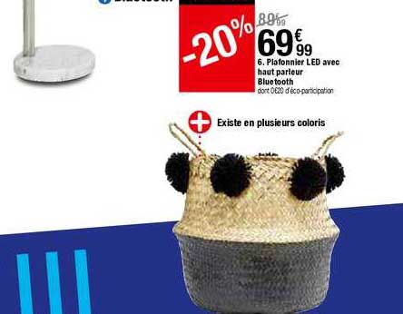 plafonnier led avec haut parleur bluetooth