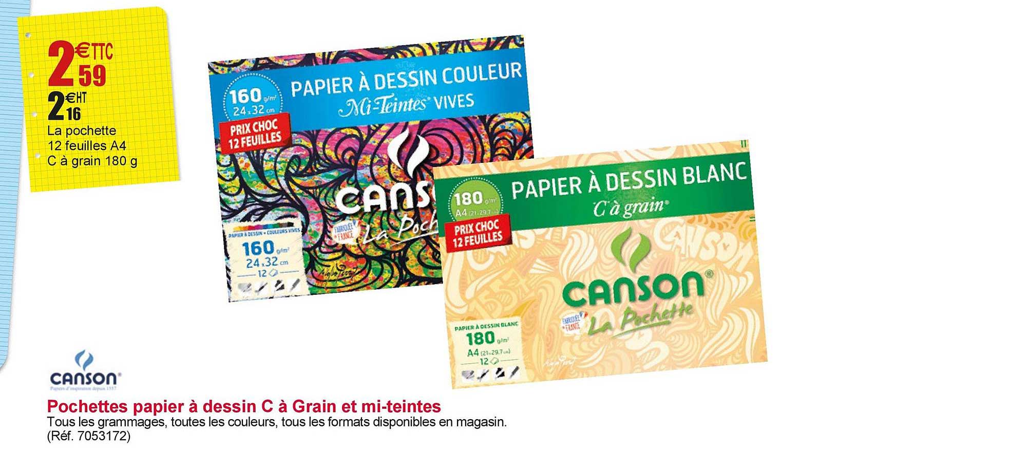 pochettes 12 feuilles papier à dessin blanc c à grain et papier à dessin couleur mi teintes vives canson