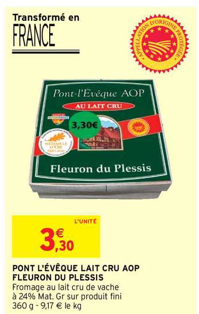 pont l'évêque lait cru aop fleuron du plessis