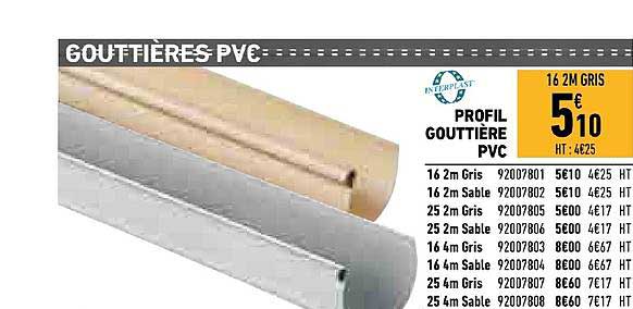 profil gouttière pvc