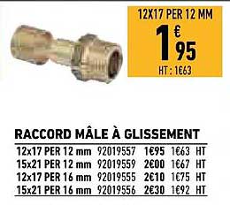 raccord mâle à glissement
