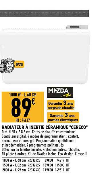 Radiateur à Inertie Céramique Cereco Mazda
