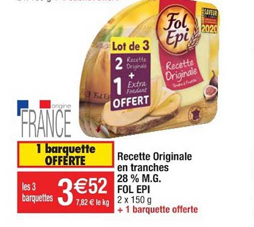 recette originale en tranches 28% m.g. fol epi