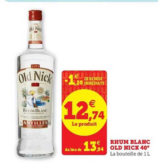 rhum blanc old nick 40°