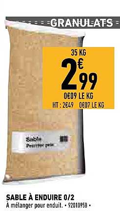 sable à enduire 0 2